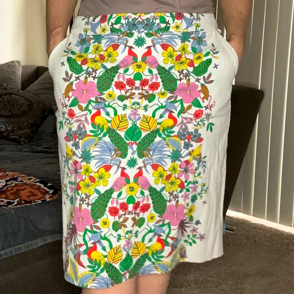 Boden Colorful Floral Pencil Skirt